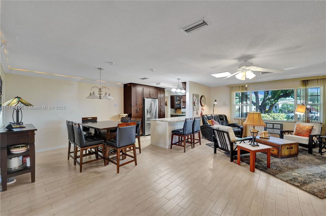 Open concept living, Faux wood Tile floors