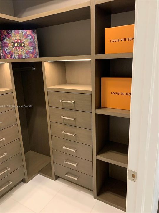 Walk-in closet in master bathroom