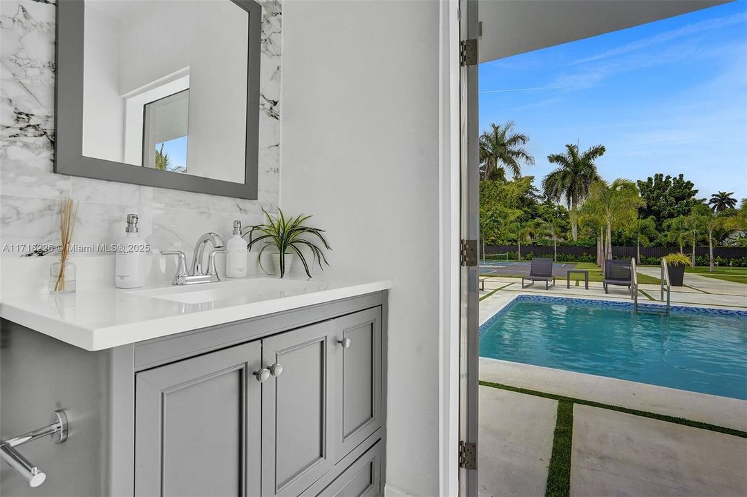 Bathroom for pool occupants