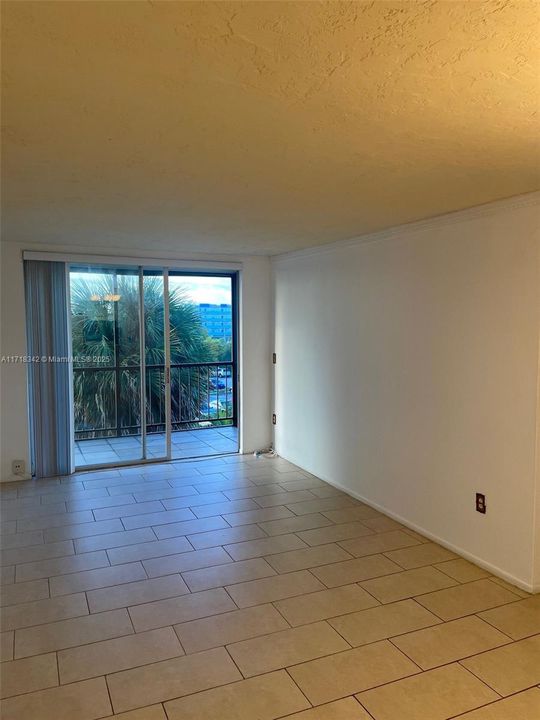 Living Room and Balcony of unit # 418. Photo is from the unit Entry.