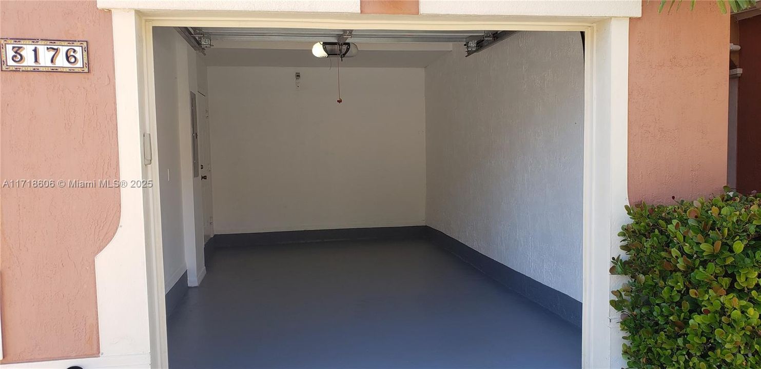 1 Car Garage, recently painted with Garage door opener.