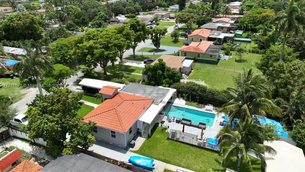 Pool and backyard Ariel view