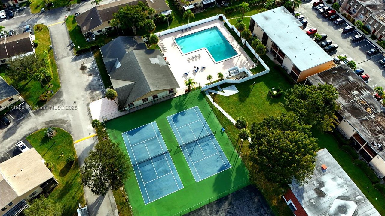 Pool and tennis court