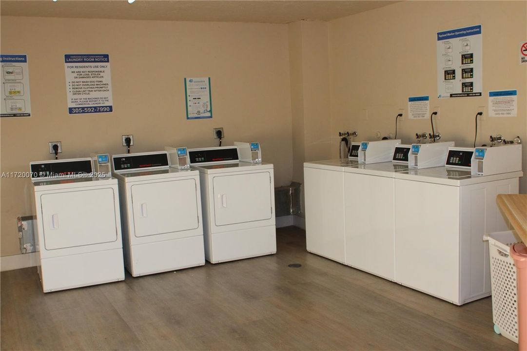 3 WASHERS / 3 DRYERS ON EACH FLOOR