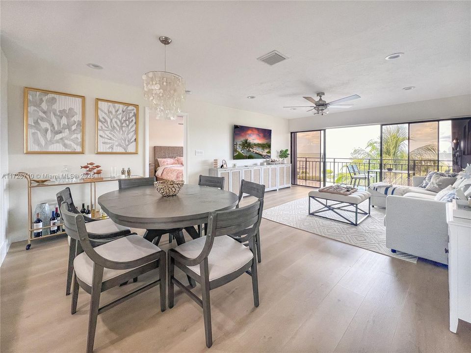 Open Living and Dining with Water Views