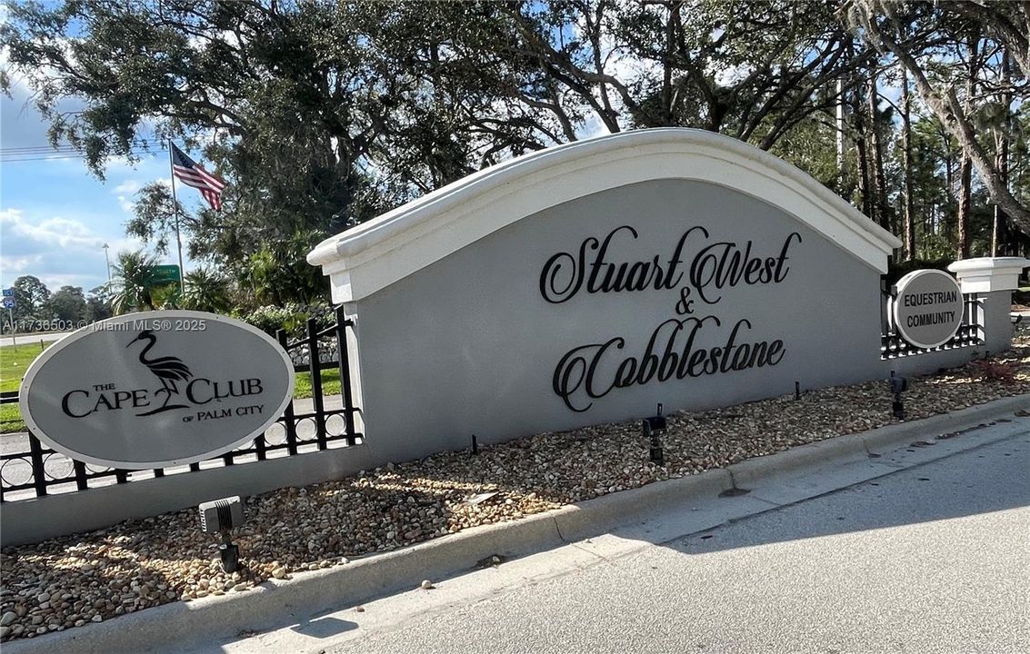 Community sign at entrance