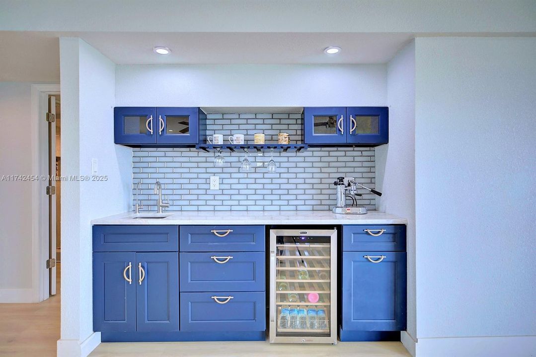 Wet bar with wine cooler