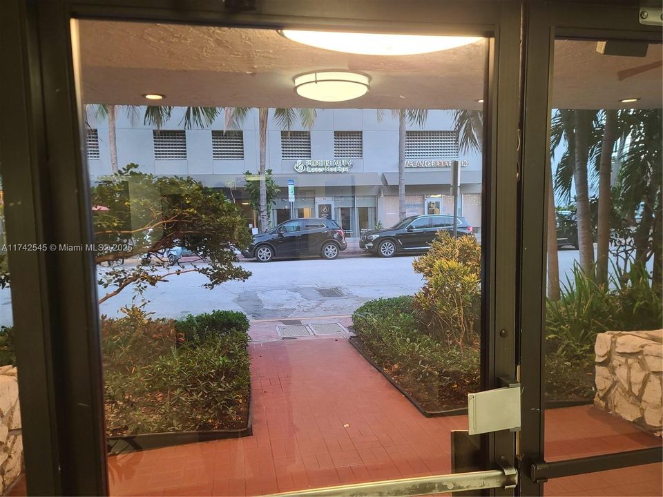 Exiting the building...