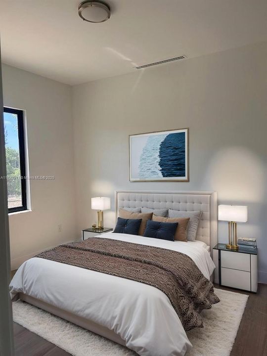 His and Hers closets leadinginto primary bath