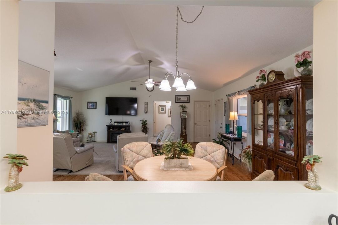 Open space from kitchen to dining room