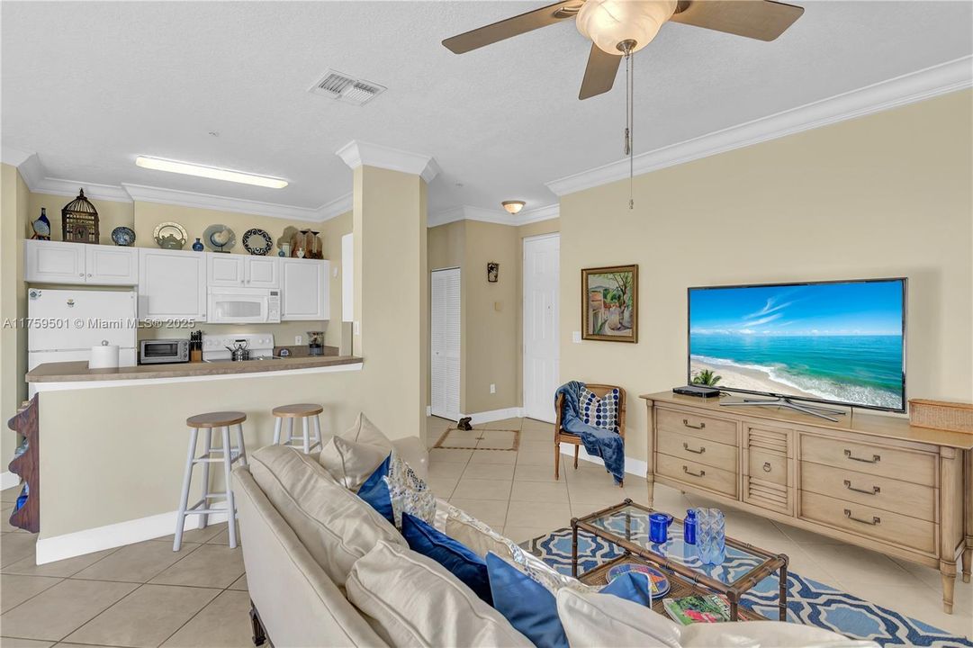 Open concept in our main living area. Condo is just 8 minutes to the Barrier Island's best accreting beaches with lifeguards on-duty, volley ball courts, restroom, free parking, etc.