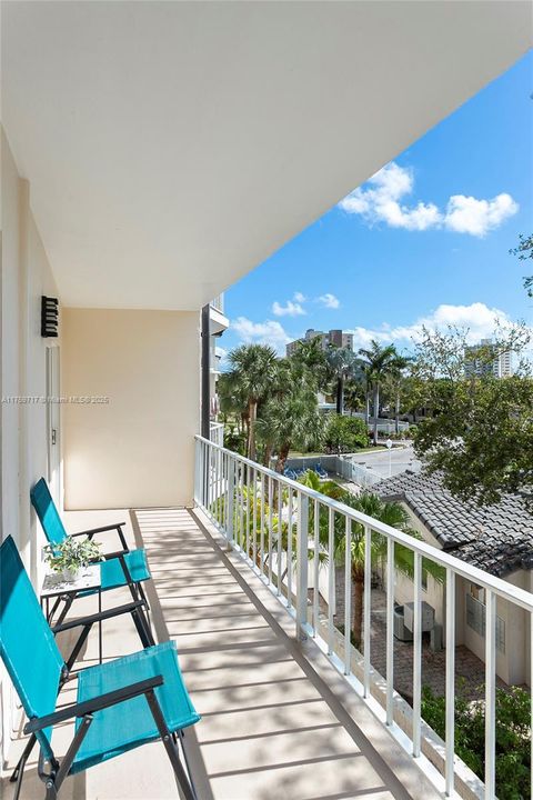 One of two largest balconies in the complex, south facing exposure.