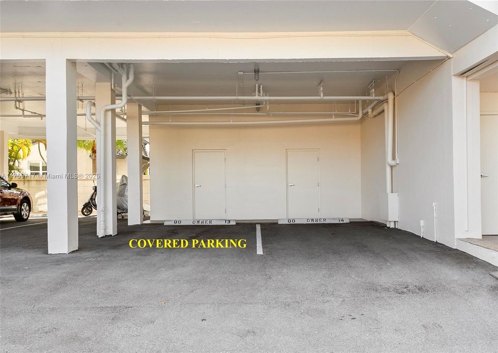 Parking spot located right next to the elevator. Bonus storage room for your beach chairs and extras! To the left of parking spot there's an area where you can lock your bike and store outside!