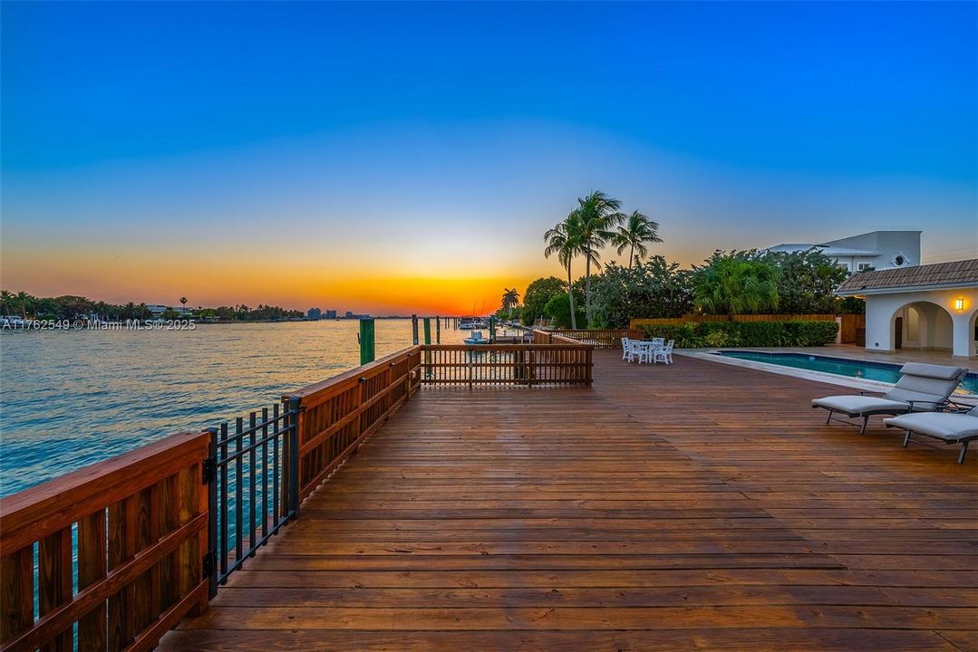 Enjoy stunning sunset and on the Island's largest dock.