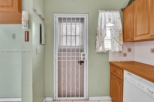Back patio entry and exit off kitchen.