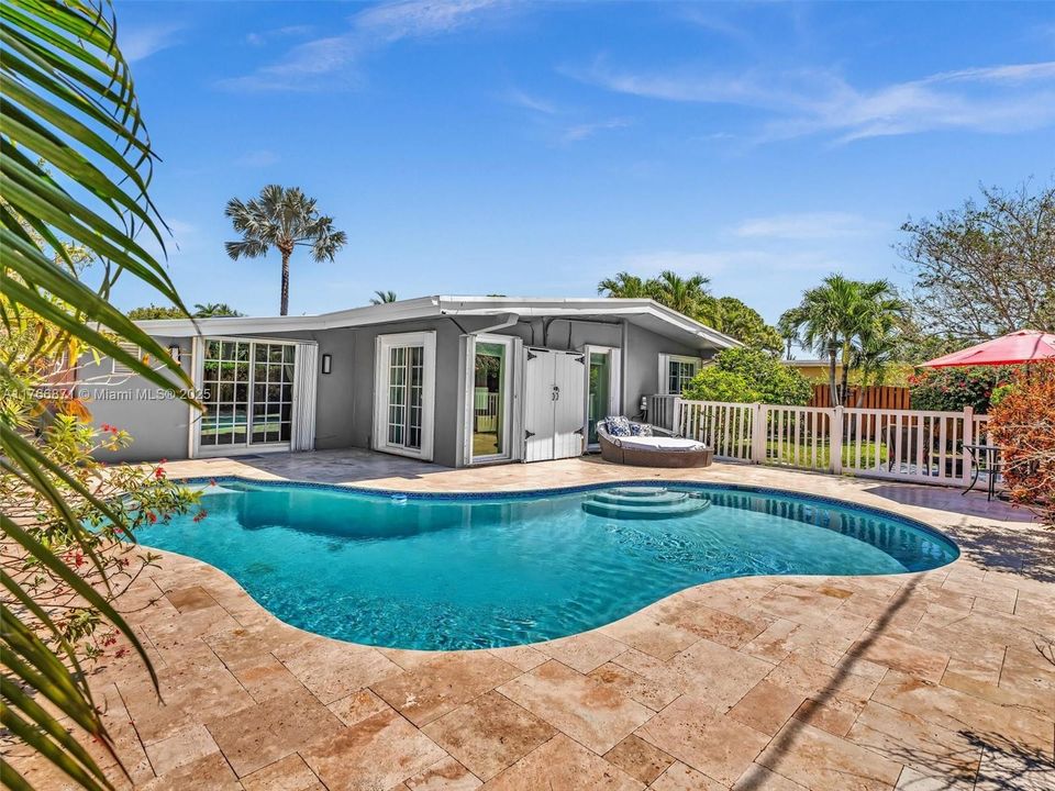 Heated pool and Travertine deck