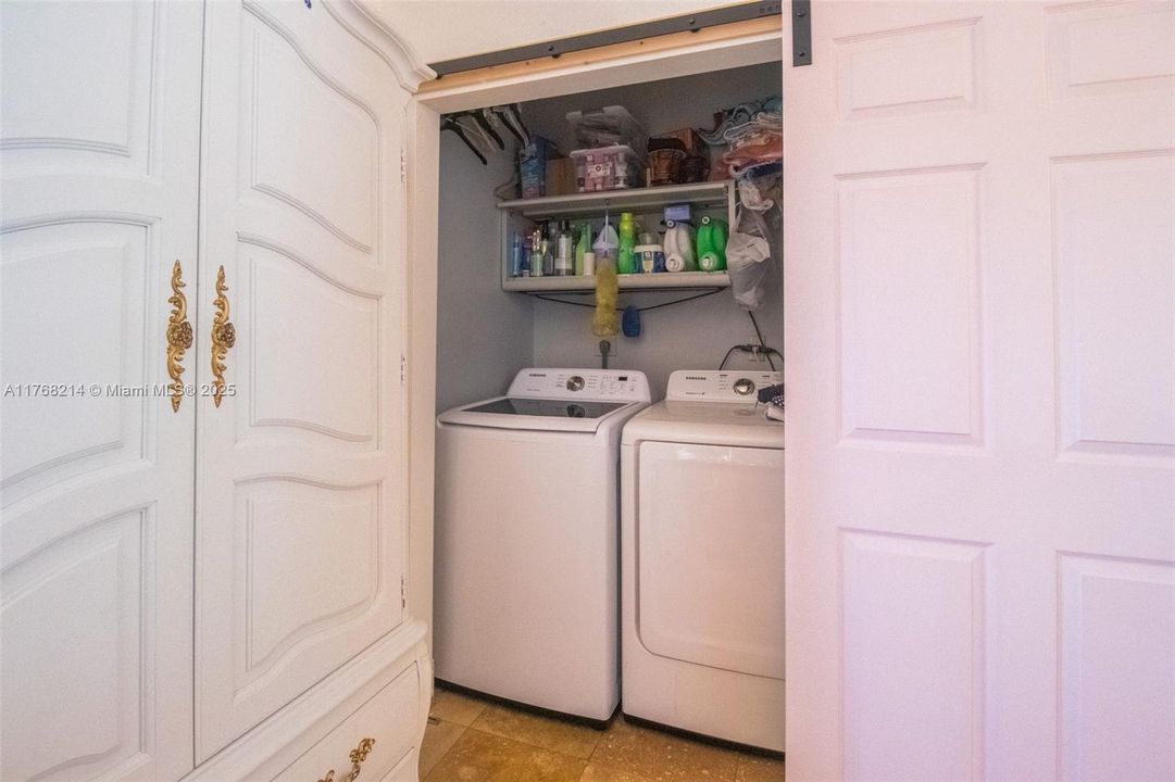 Laundry inside garage
