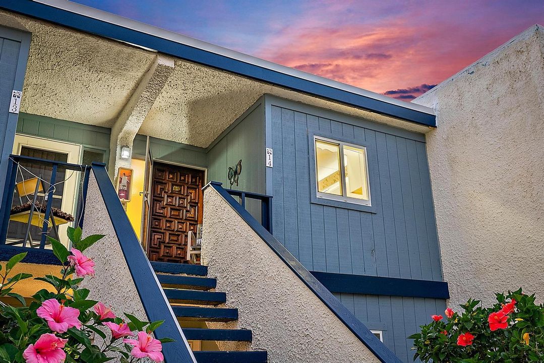Twilight of front door