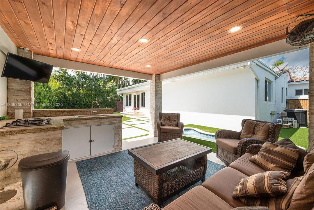 Outside grill and sitting area