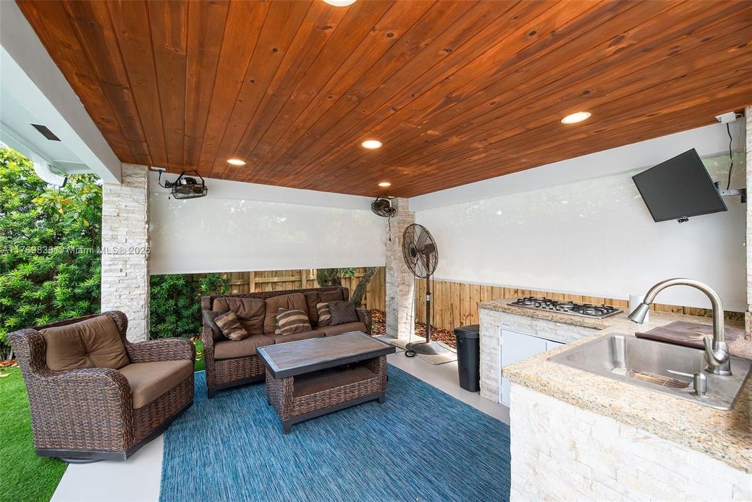 Outside grill and sitting area