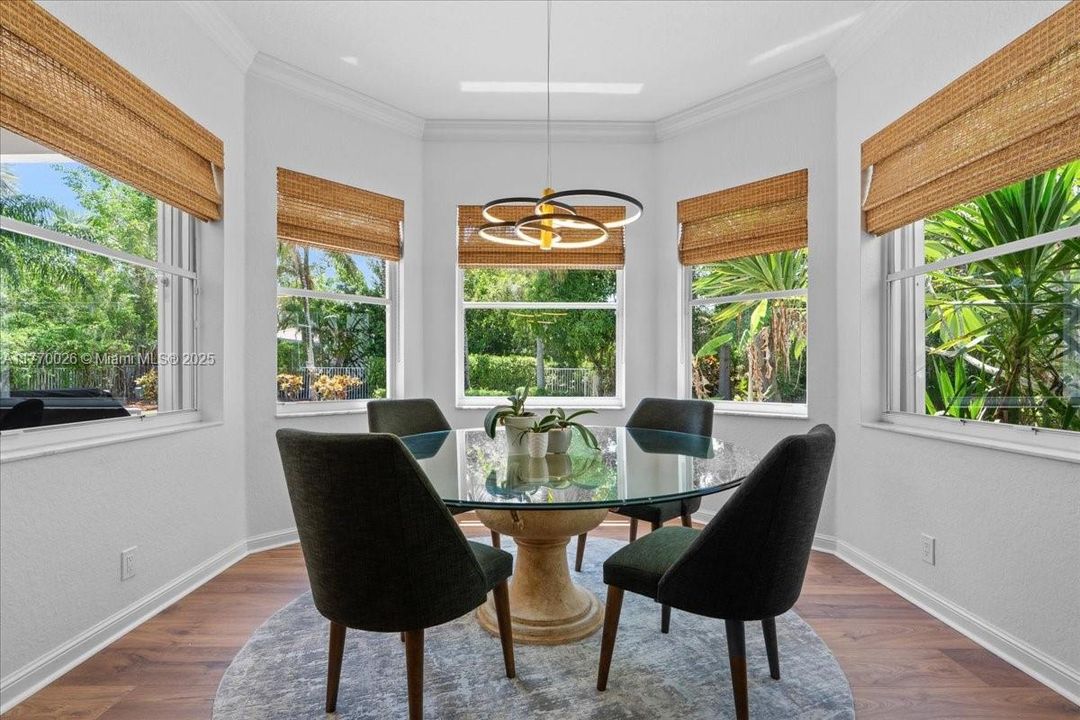 Breakfast nook overlooking backyard