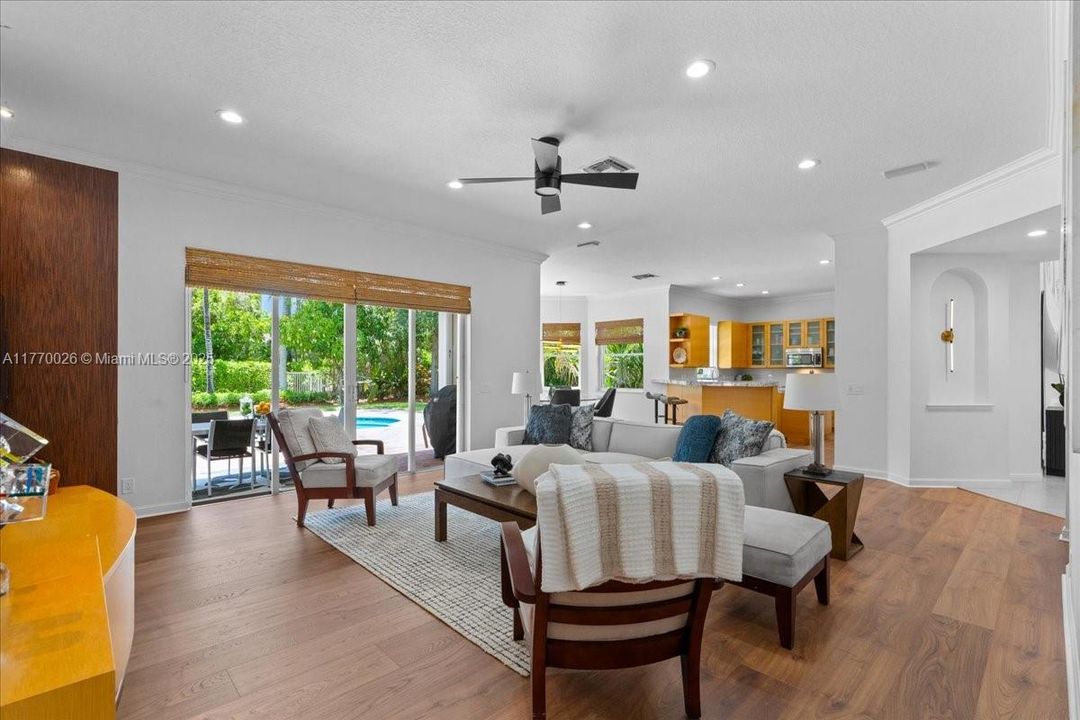 Right off the kitchen