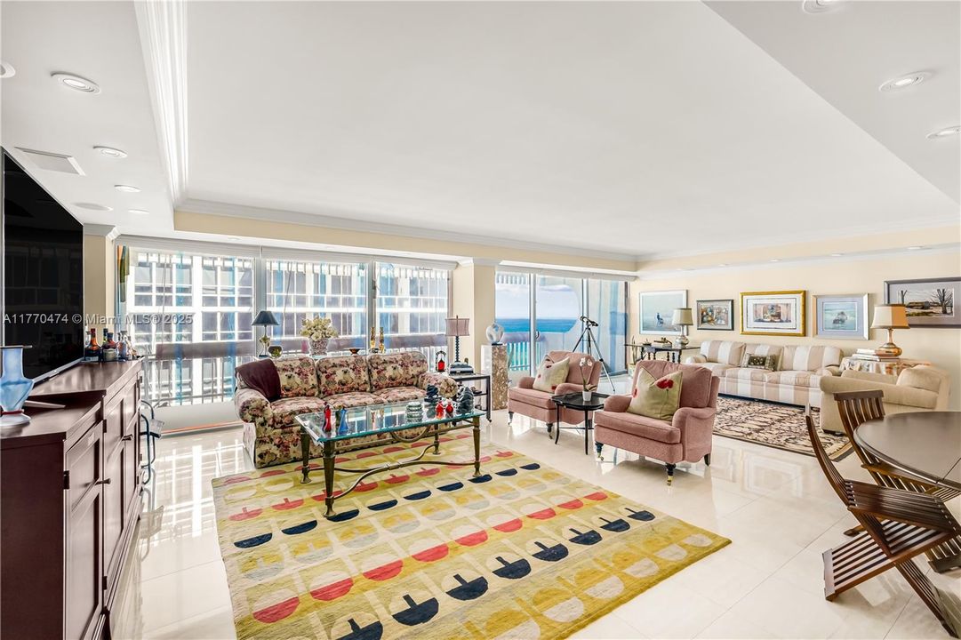 Expansive great room with ocean views
