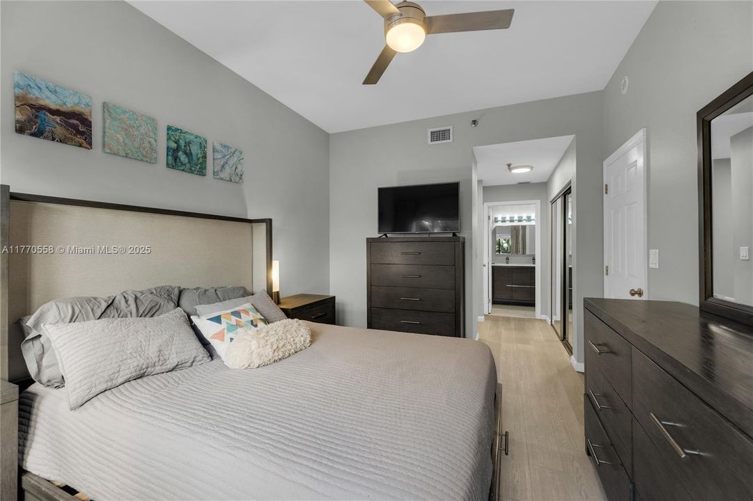 Spacious bedroom has amazing walk in closet