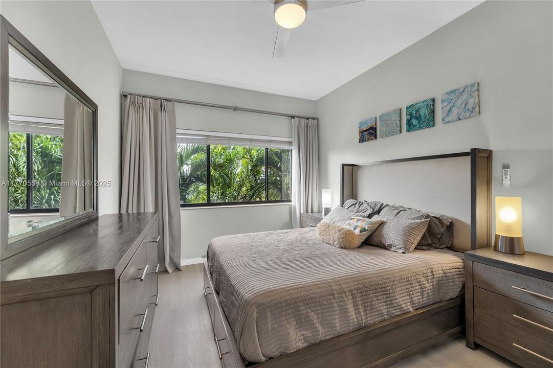 Pictured is a queen size bedroom full set with ample space to move around