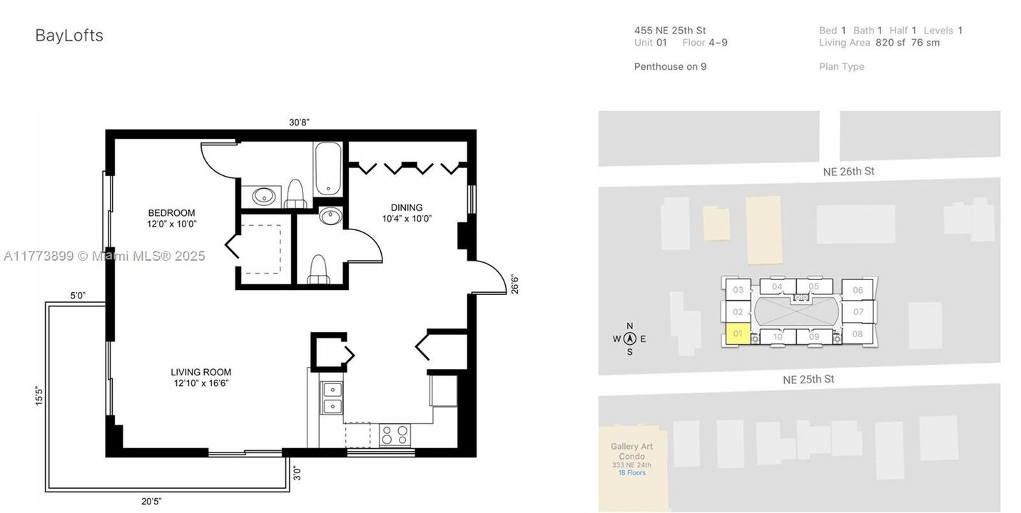 Recently Sold: $349,000 (1 beds, 1 baths, 822 Square Feet)