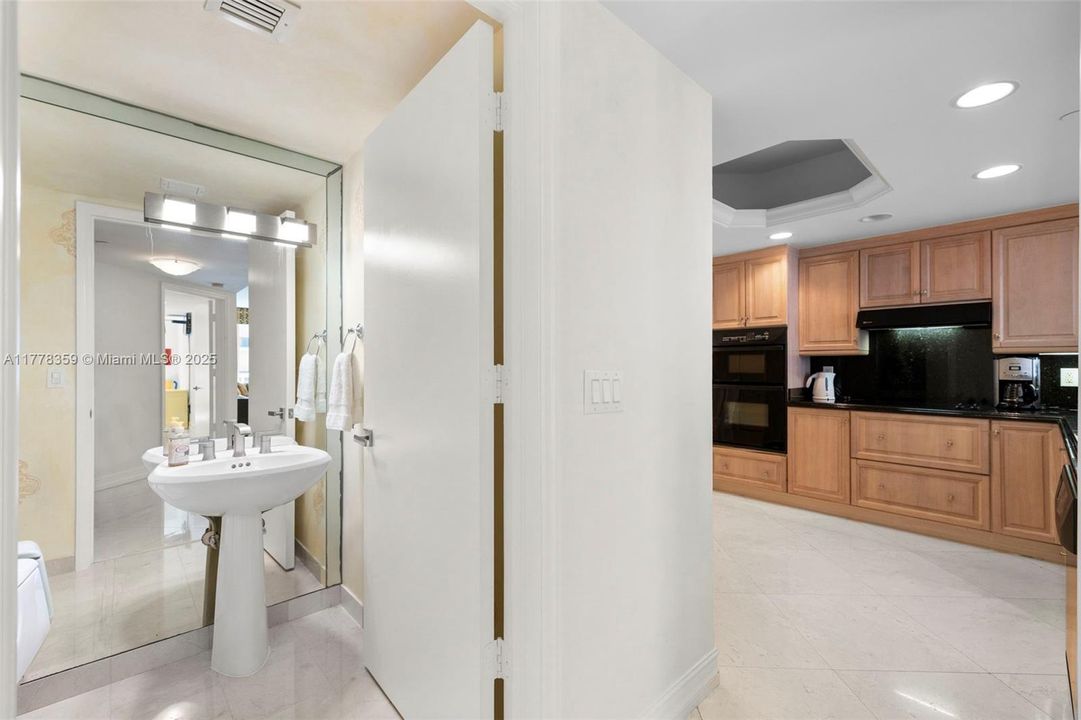 powder room off the front door