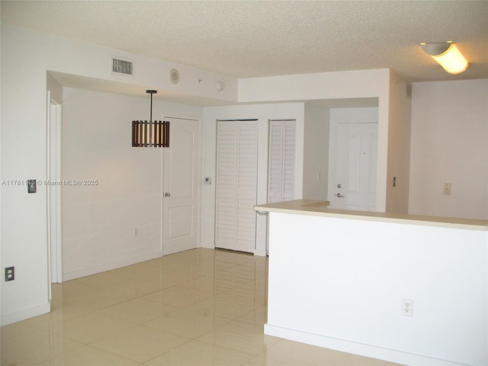 View from the balcony to the kitchen and dining area