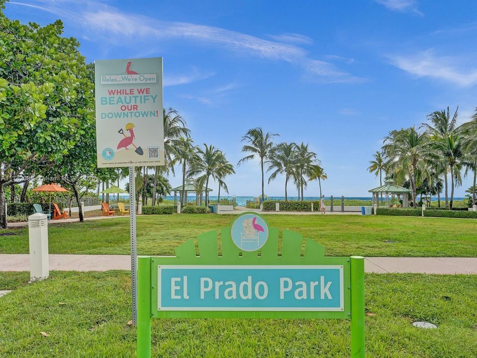 Park next to building