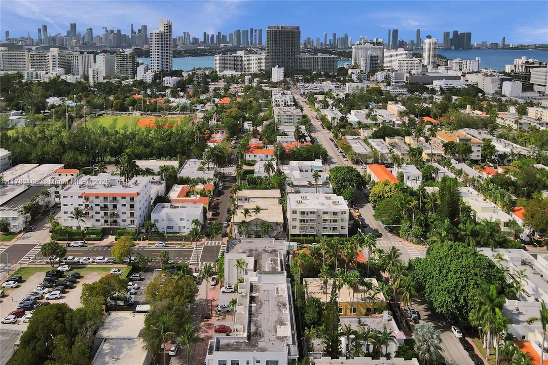 717 Espanola Way is the tan roof building in the center of this image