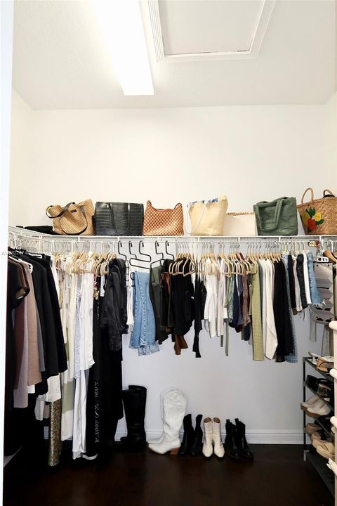 Primary Bedroom walk in closet w/ attic space