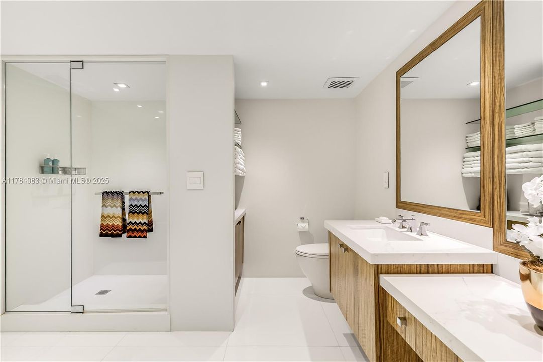 Completed remodeled primary bathroom.