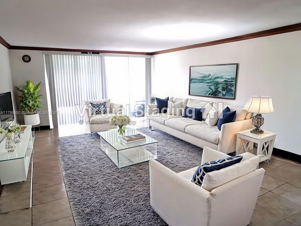 Virtually staged living room