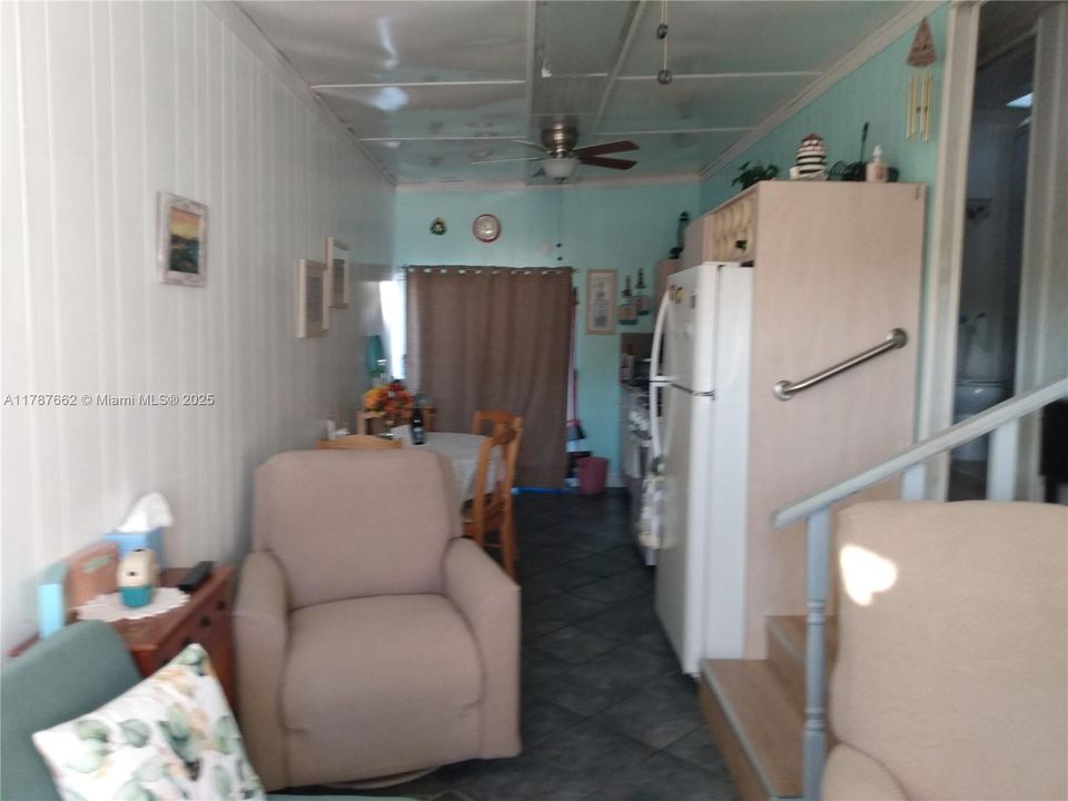 Living room entry and dining area