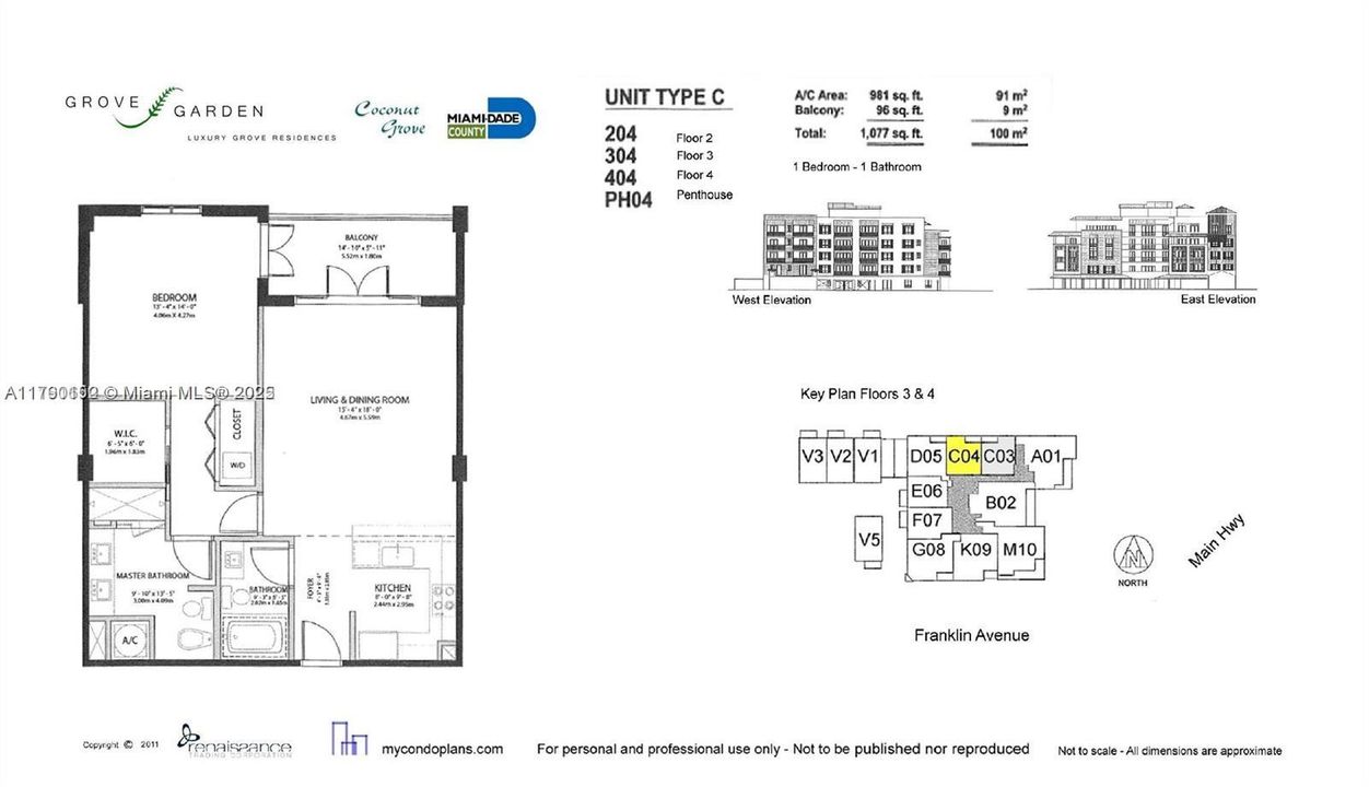 For Sale: $900,000 (1 beds, 2 baths, 983 Square Feet)