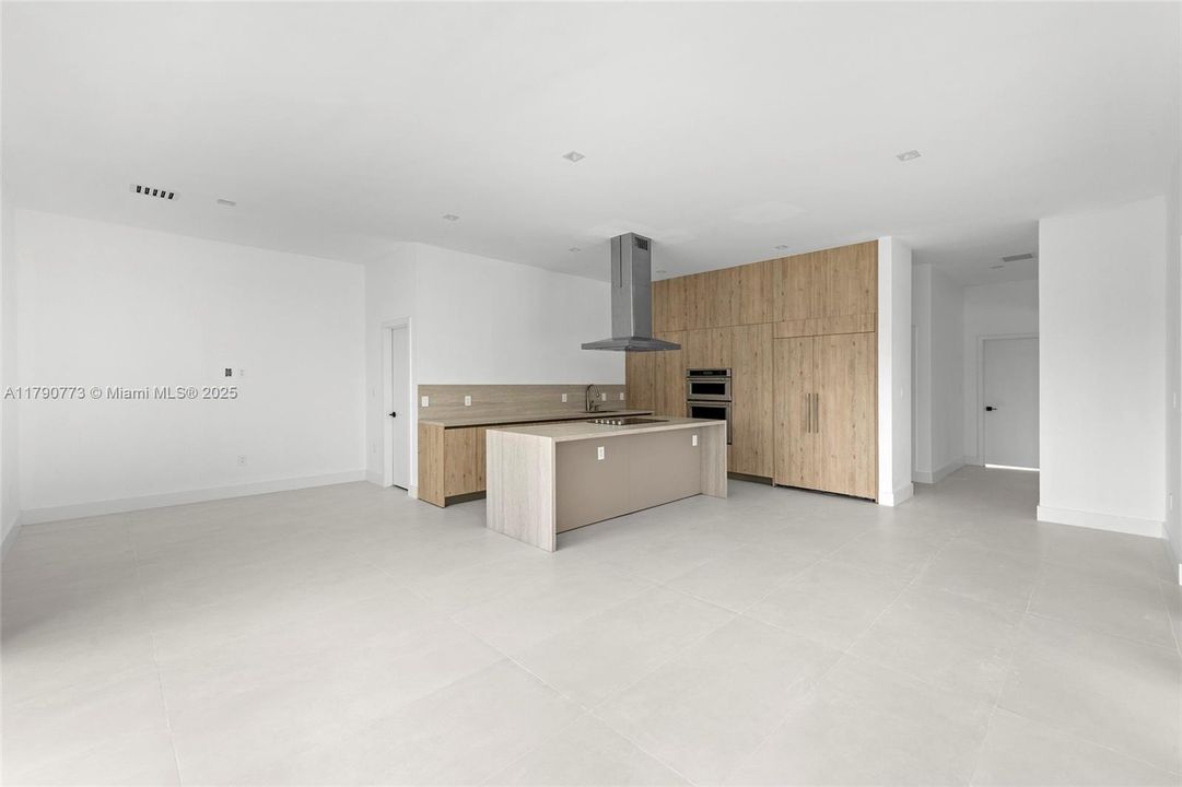 View from Family Room onto kitchen