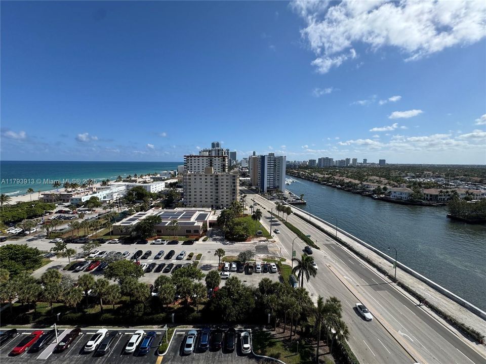 Looking south with the ocean on the left and the Intracoastal on the right