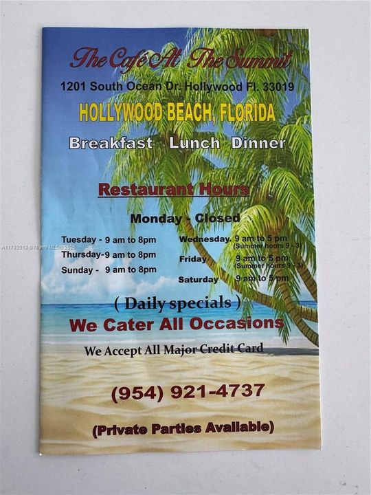 Restaurant menu
