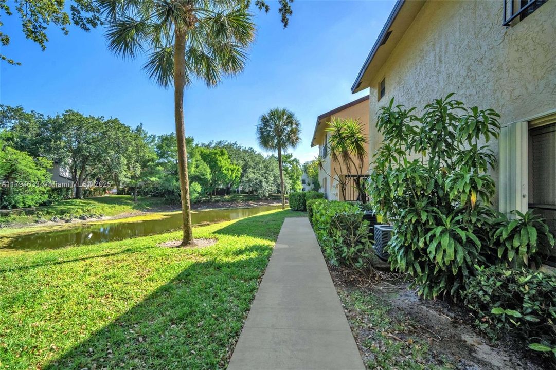 Sidewalk to apartment entrance