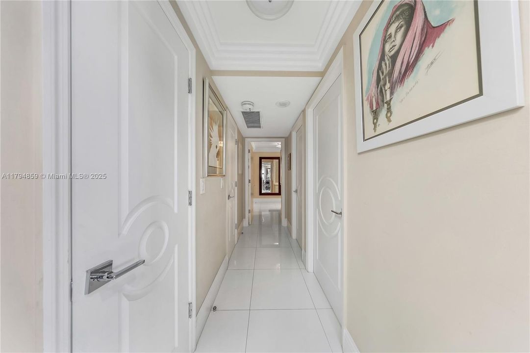 Entrance to the Bedrooms with custom closets