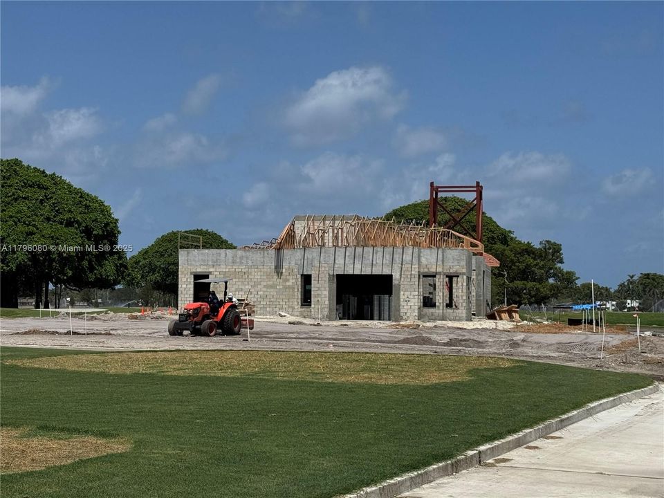 New Golf Clubhouse as of July 25, 2025 - roof rafters being installed