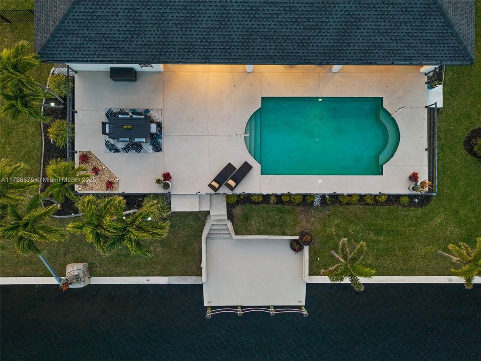 Top down View of the Pool in the Evening