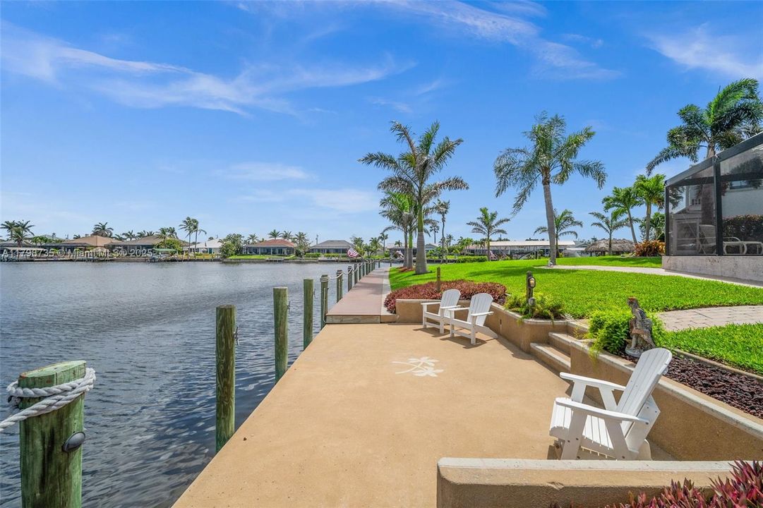 Concrete dock on the water