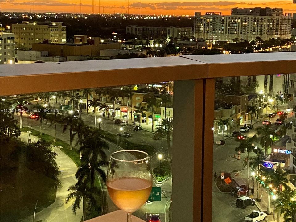 Looking down at Downtown Hollywood from the rooftop restaurant at The Circ