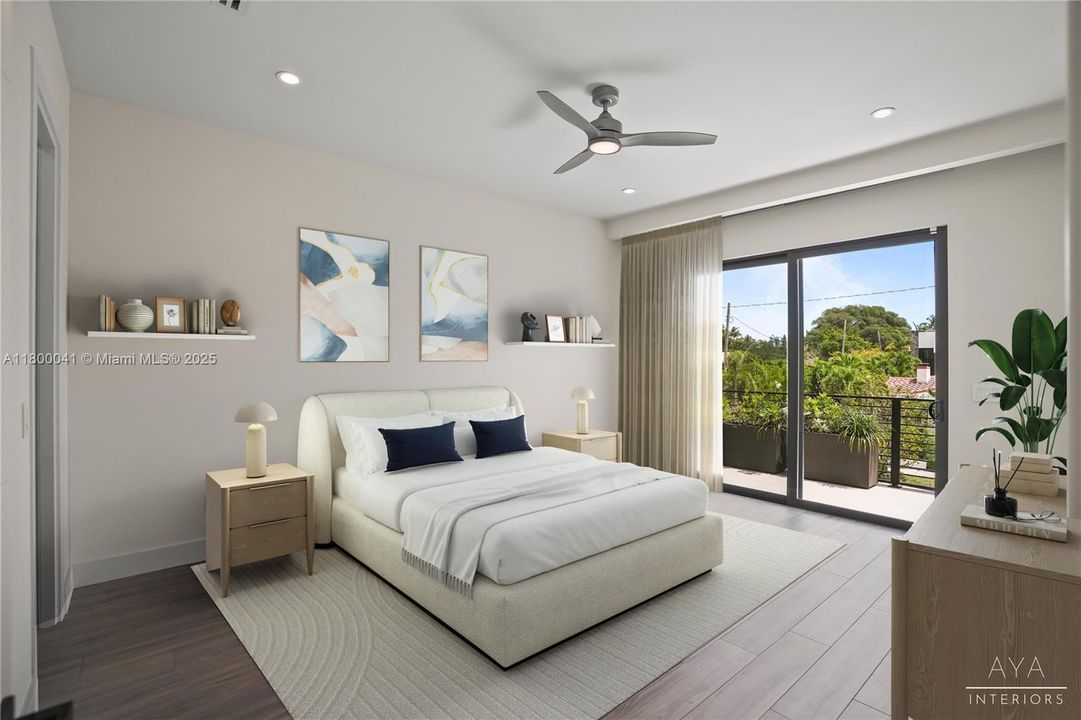 Photo is digitally rendered by Aya Interiors and is intended to service solely as a reference.