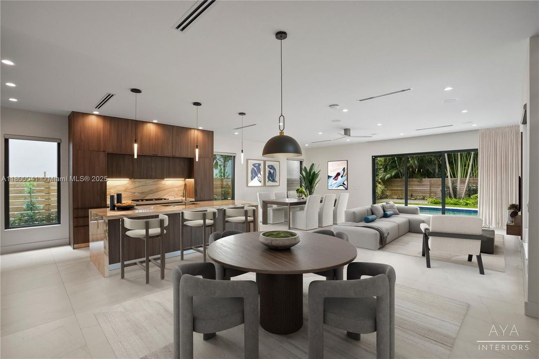 Photo is digitally rendered by Aya Interiors and is intended to service solely as a reference.